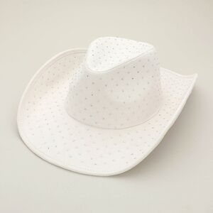 Ivory Crystal Suede Fedora Rhinestone Hat Brim Womens Cowboy Cowgirl Western